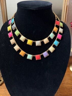 Kate Spade Tutti Frutti Multicolor Double-Layer Square Tile Necklace
